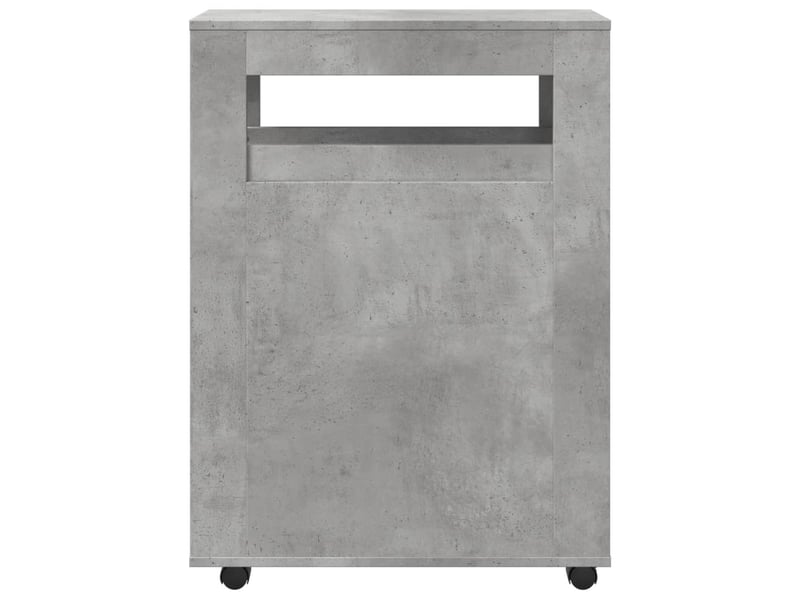 Meuble étroit salle de bain, commode à roulettes gris béton - Conforama D