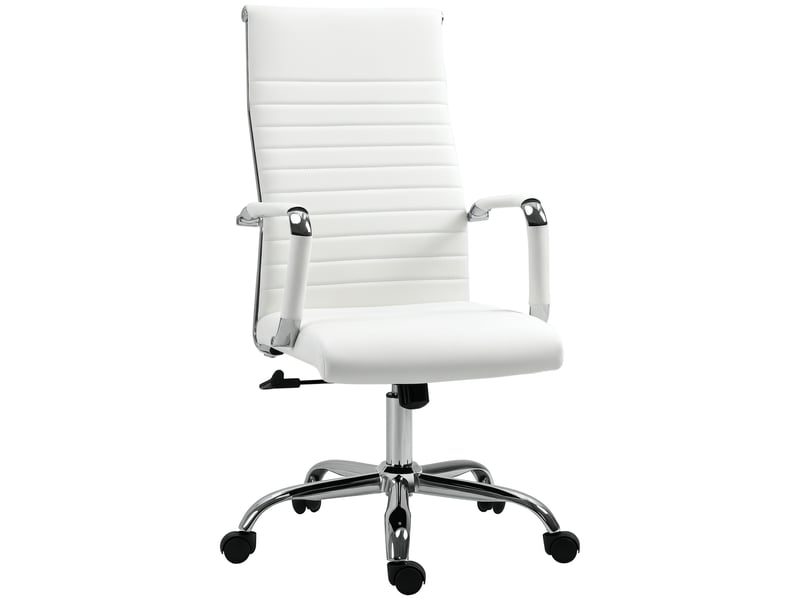  Fauteuil de bureau ergonomique en similicuir, pivotant et à bascule, 54 x 62 x 104-114 cm, blanc  - Conforama A