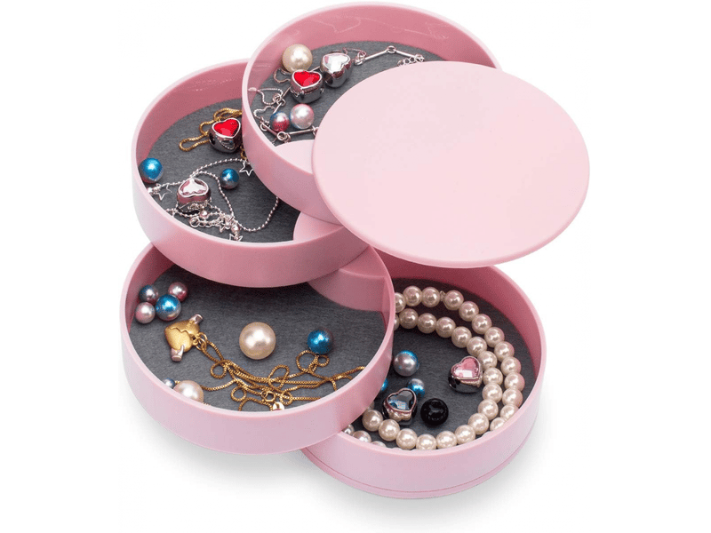 Organisateur de bijoux, petite boîte à bijoux pour femme, boîte de rangement à bijoux rotative à 4 couches - Conforama A