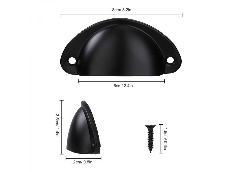  Poignée de tiroir bouton de porte en forme de coquille, décoration de porte de meuble, tiroir, armoire, placard avec vis, 20 pièces, noir  - Conforama B