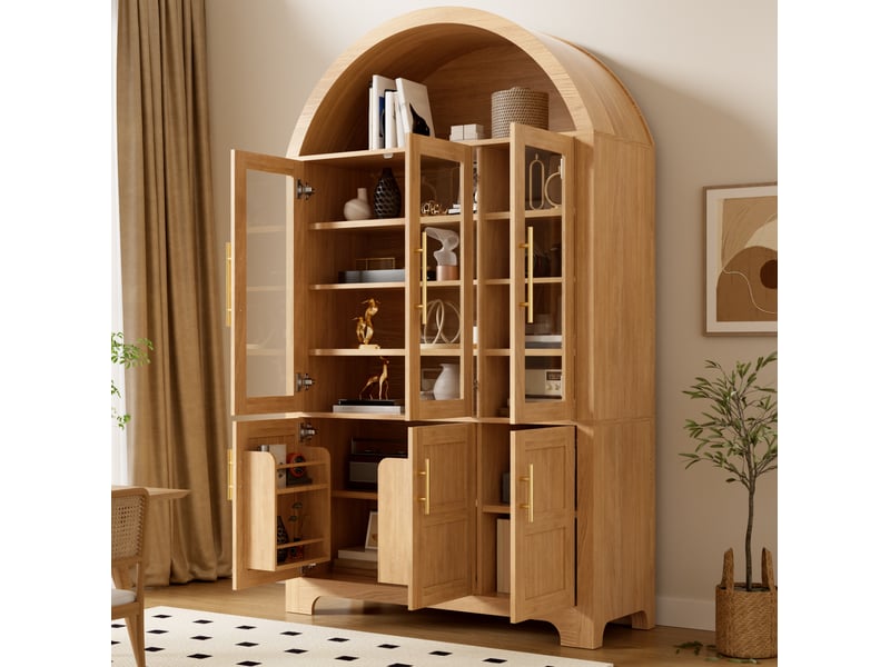  Vitrine 110x40x185 cm naturel avec 3 portes vitrées et 3 portes  - Conforama E