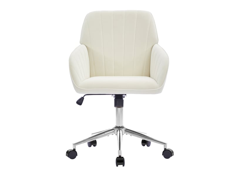  Fauteuil de bureau pivotant blanc en velours, hauteur réglable 50 à 59 cm, pour de longues journées assises  - Conforama A