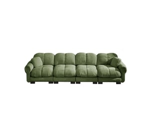 Canapé modulaire avec coussins matelassés - lpospi - dossier incurvé, chenille verte 330 × 86 × 90 cm