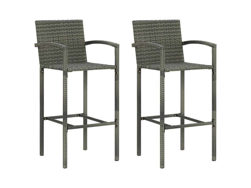  Lot de 2 tabouret de bar, chaise de bar gris résine tressée  - Conforama B