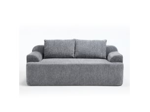Canapé 2 places modulaire avec assise profonde, 2 coussins et sans montage, en velours côtelé gris 171 × 92 × 64 cm
