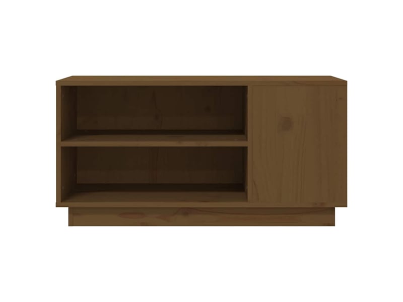  Meuble tv - banc tv - meuble de rangement marron miel 80x35x40,5 cm bois de pin massif  - Conforama E