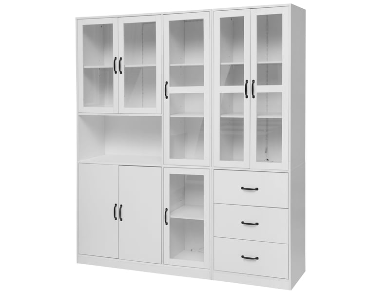  Vitrine de salon avec éclairage led 8 portes et 3 tiroirs blanc N625P485259260W-2 - Conforama B