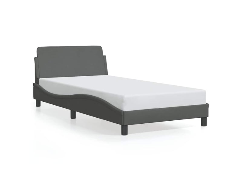  Lit simple- lit adulte -  cadre de lit dover gris foncé 100x200 cm tissu  - Conforama A