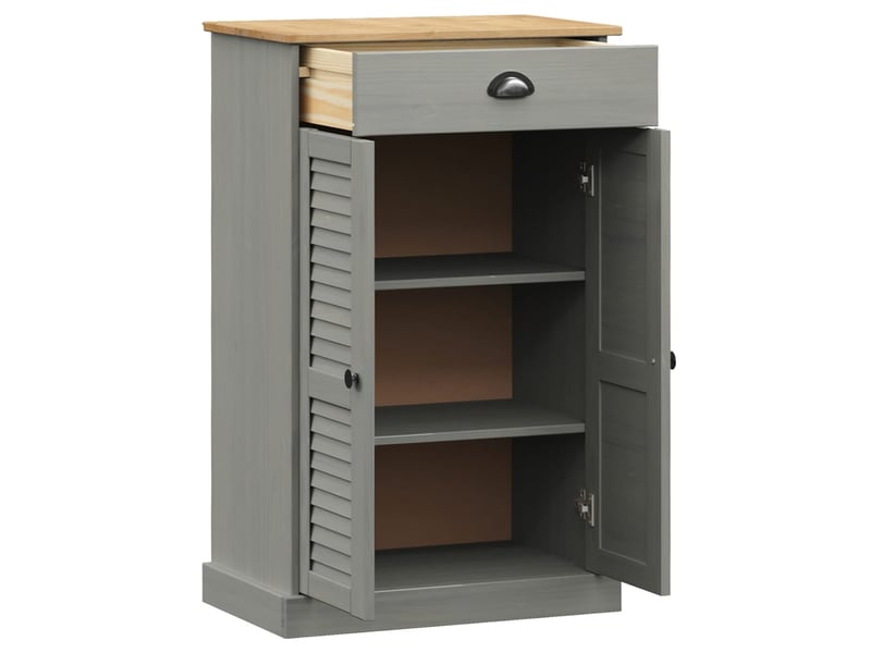  Meuble à chaussure, armoire à chaussures vigo gris 60x35x96 cm bois massif de pin  - Conforama E