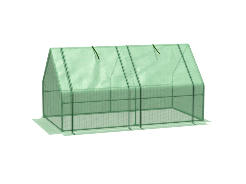  Serre de jardin 180x90x90 cm – verte – film pe 140 gm² anti-uv, fenêtres enroulables à fermeture zippée  - Conforama A