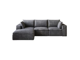 Canapé modulaire tcqpz 4 places 260 x 160 cm velours côtelé gris foncé coussins amovibles sans montage