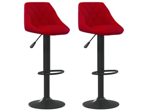Lot de 2 tabouret de bar, chaise de bar rouge bordeaux velours shl42501