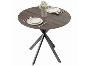 Table à manger ronde 2 personnes en panneau de particules et acier marron ø 80 x 75 cm