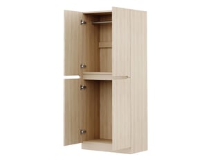 Armoire bois clair 70x40x170 cm - 2 portes, petit rangement intégré