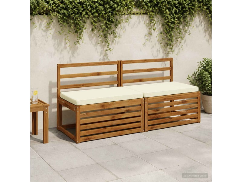 Lot de 2 coussins de banc, coussins d'assise vught 100 % polyester crème cf57934 - Conforama B