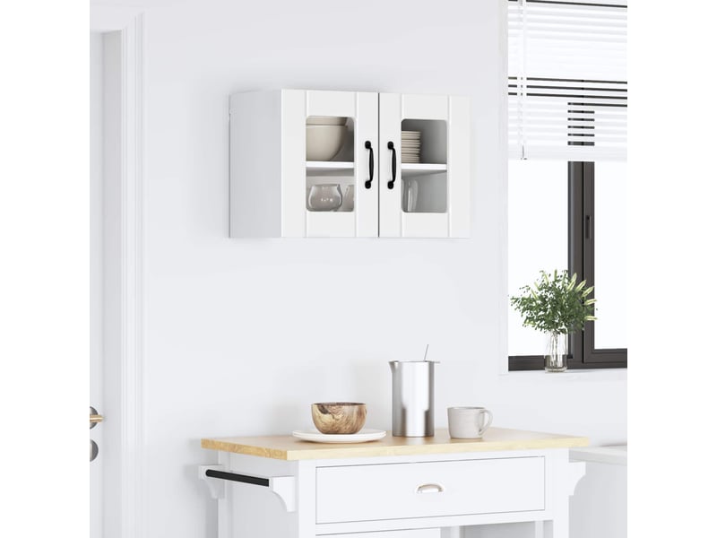 Meuble mural de cuisine, cabinet en verre mural blanc brillant 60x31x40cm shl8837 - Conforama D