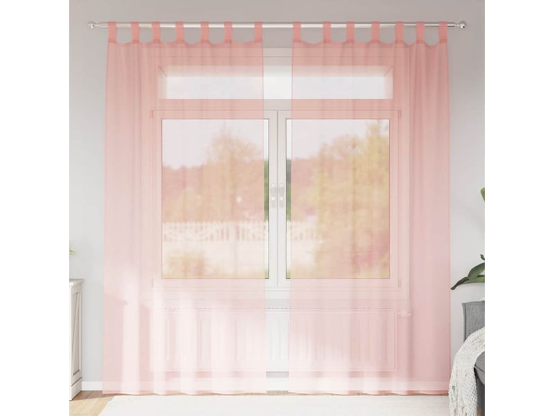  Lot de 2 rideaux en voile, voilages avec boucles rose 140x245 cm cf44315  - Conforama B