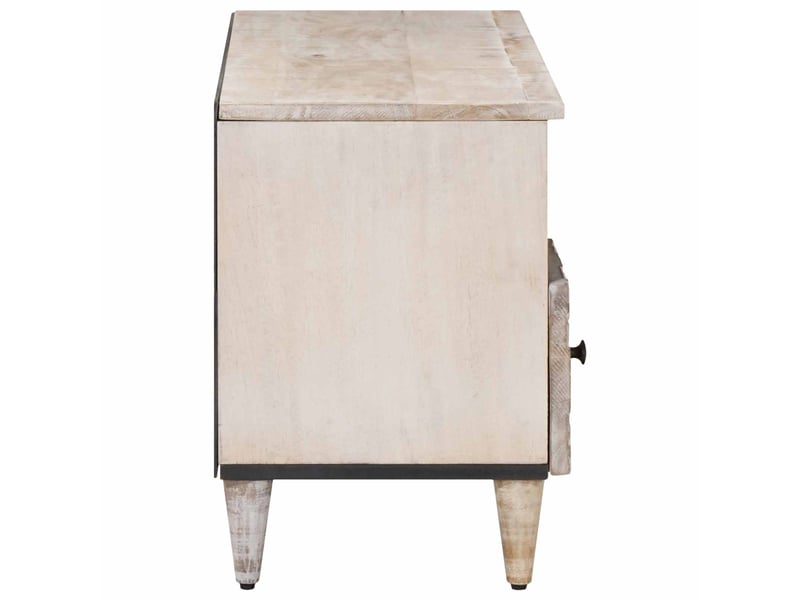 Meuble tv - banc tv - meuble de rangement blanc 100 x 33,5 x 46 cm bois de mangue massif  - Conforama D
