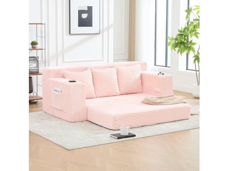  Canapé 3 places 172x87x64 cm modulaire rose  - Conforama C