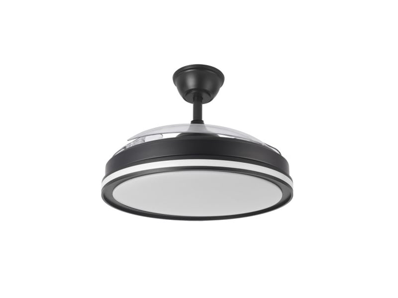 Fabrilamp cacique plafonnier ventilateur led 59 w, 6980 lm, rgb, moteur dc, 3 pales rétractables, ø 107 cm, noir 246292309 - Conforama E