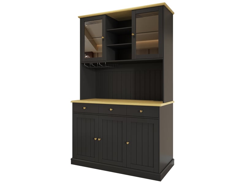 Armoire de cuisine salle à manger haut 120x40x191 cm avec portes en verre et prises usb - Conforama W