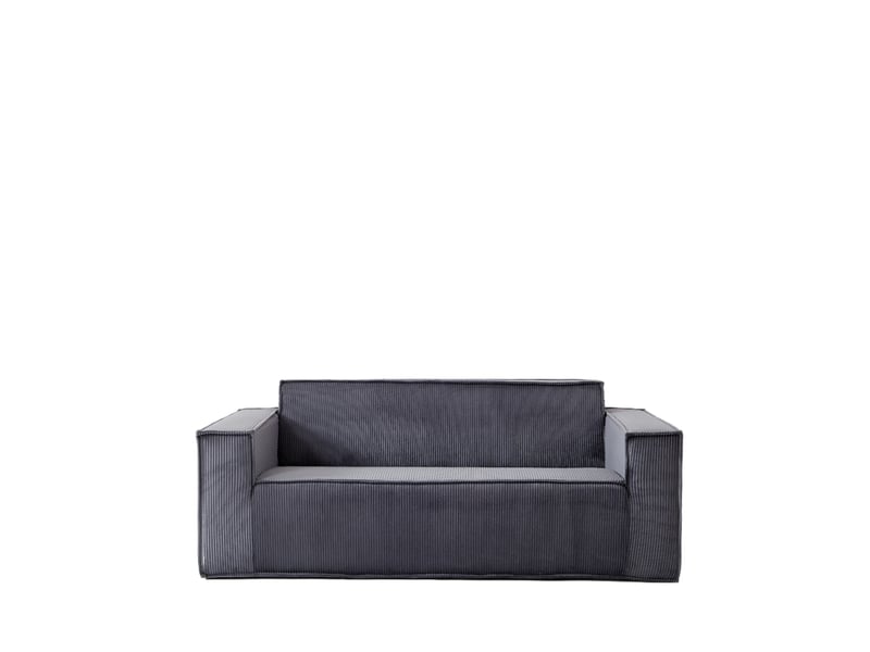  Canapé droit 2 pl 178x86x70 cm, assise généreuse, sans montage, meuble salon et meuble bureau, revêtement velours côtelé gris  - Conforama A