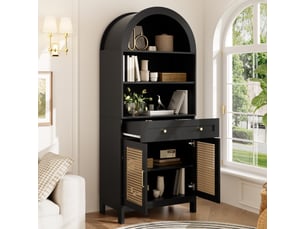 Vitrine coloris noir 3 étagère(s) OSUPNESSEE - 70 cmx170 cm