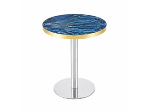 Table d’appoint ronde, table décorative salon table design moderne aspect, plateau mdf, piètement métal, coloris bleu