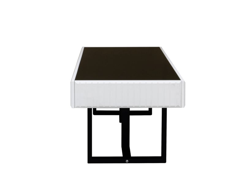 Table basse moderne noire blanche plateau brillant 110x50 cm structure acier design salon contemporain - Conforama D