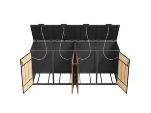 Armoire cache-poubelle extérieure, 132x80x118 cm, 4 bacs verrouillable, acier, gris