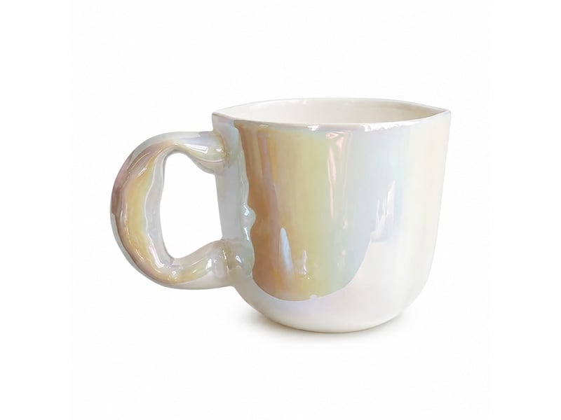  Mug en céramique à forme ballon, blanc nacré, 500 ml  - Conforama A