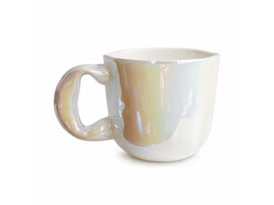 Mug en céramique à forme ballon, blanc nacré, 500 ml