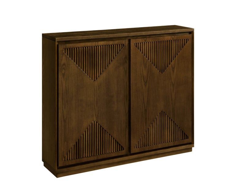 Meuble de rangement v en mdf avec finition bois massif brun style mid-century pour salon, cuisine ou entrée 4071298391664 - Conforama A