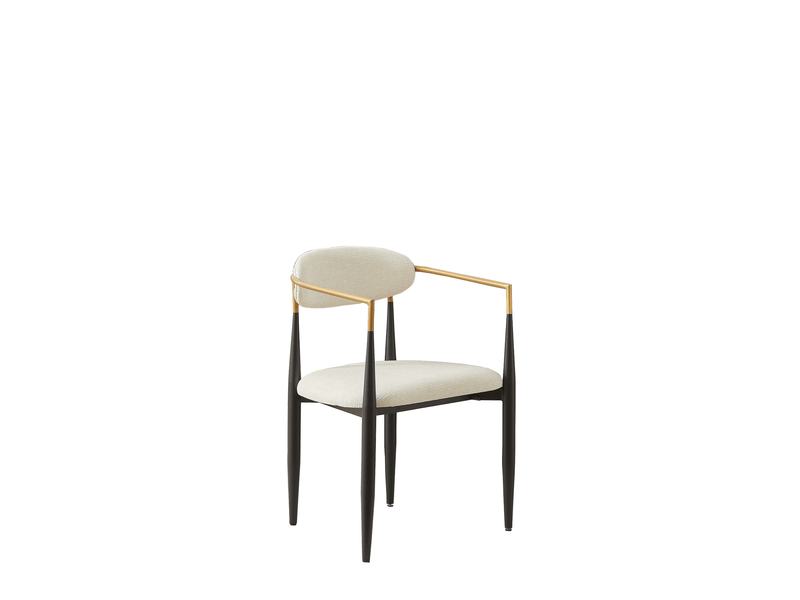  Lot de 2 chaises de salle à manger beiges, noires et dorées avec accoudoirs  - Conforama A