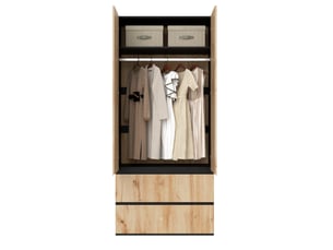 Armoire penderie tcqpz 90 x 50 x 200 cm 2 portes 2 tiroirs mdf et panneaux de particules décor bois