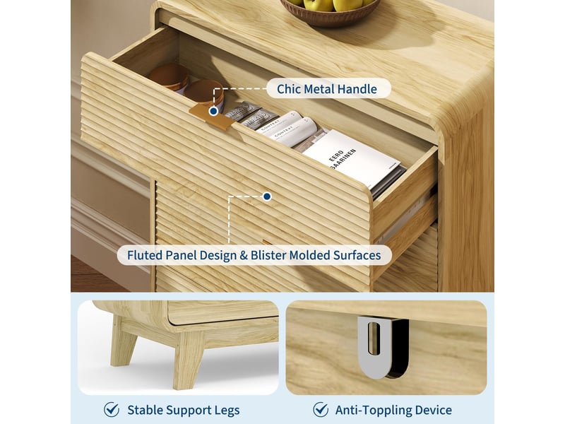  Commode haute 5 tiroirs cannelés – grand espace de rangement – poignées dorées en métal – pieds robustes – pour chambre, salon MHK_36USNFT4 - Conforama C