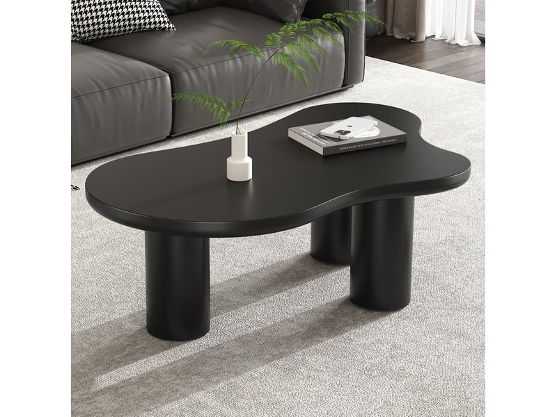  Table basse forme nuage 107x66x40.5 cm en mdf et pvc noir  - Conforama C