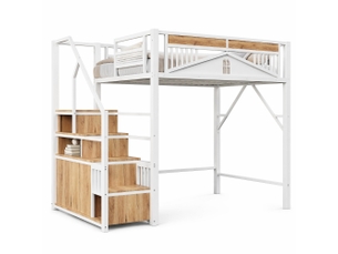 Lit mezzanine 140x200 cm MODENUIT coloris blanc