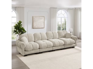 Canapé droit fixe <strong>OKMYHOME</strong> <strong></strong> 4 places Tissu naturel