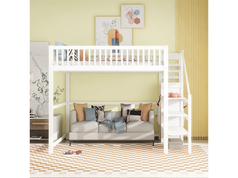  Lit superposé en bois blanc 145x245 cm  - Conforama B