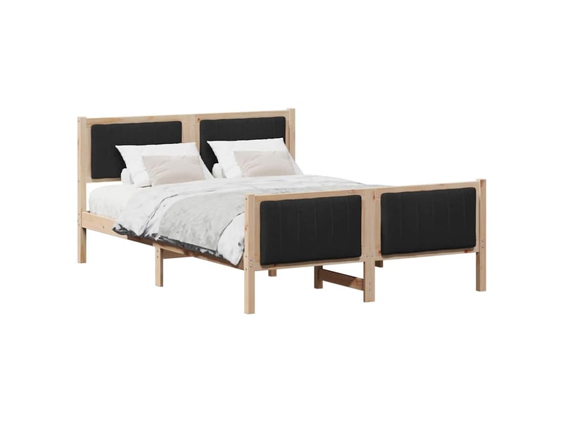  Lit double- lit adulte -  cadre de lit marron et noir 135 x 190 cm bois massif en pin  - Conforama B