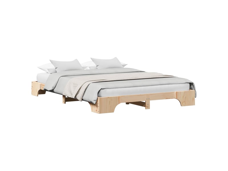 Lit double- lit adulte - cadre de lit naturel 150 x 200 cm pin massif - Conforama A