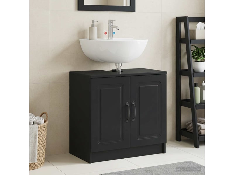  Meuble sous lavabo de salle de bain utrecht noir cf64936  - Conforama B