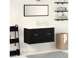 Ensemble de mobilier de salle de bain 3 pièces chêne noir cf64454