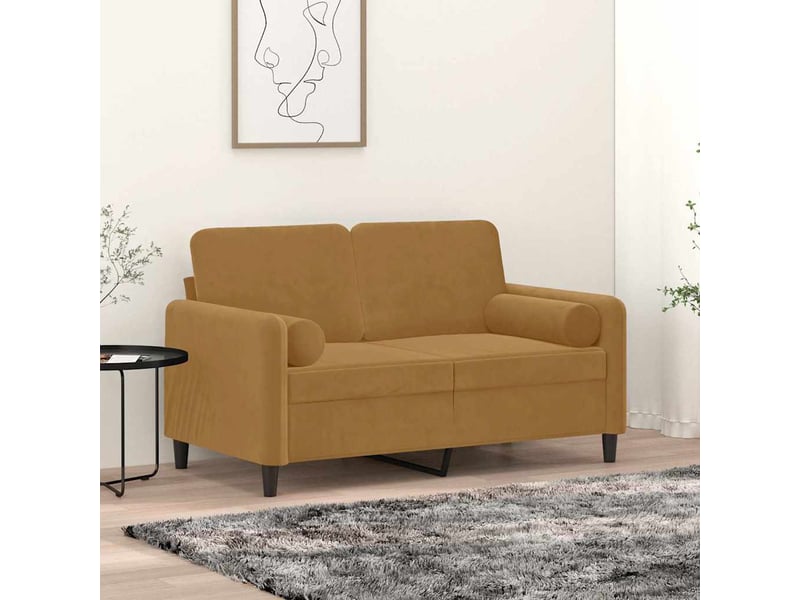  Lot de 2 coussins décoratifs marron ø15x50 cm velours cf60878  - Conforama B