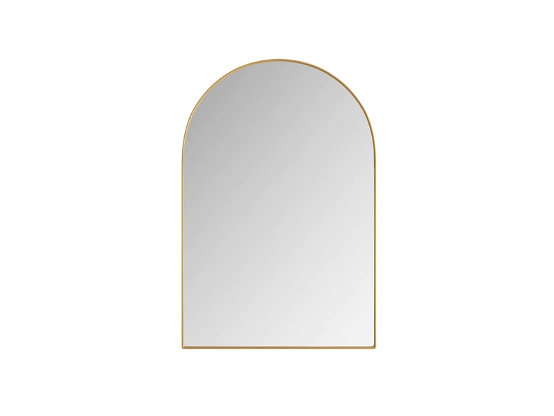 Armoire miroir murale arquée dorée, cadre métal, étagères réglables, encastrable - Conforama A