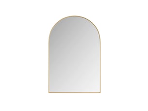 Armoire miroir murale arquée dorée, cadre métal, étagères réglables, encastrable
