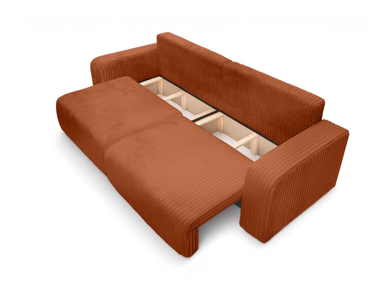  Canapé droit 3 places alya convertible en velours côtelé épais - terracotta ALYA - Conforama C