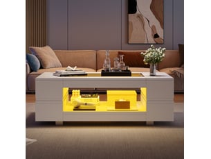 Table basse rectangulaire coloris blanc MEUBLIV - 50 cmx100 cm