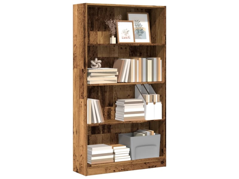  Bibliothèque, meuble de rangement salon vieux bois 80x24x143 cm bois d'ingénierie  - Conforama B